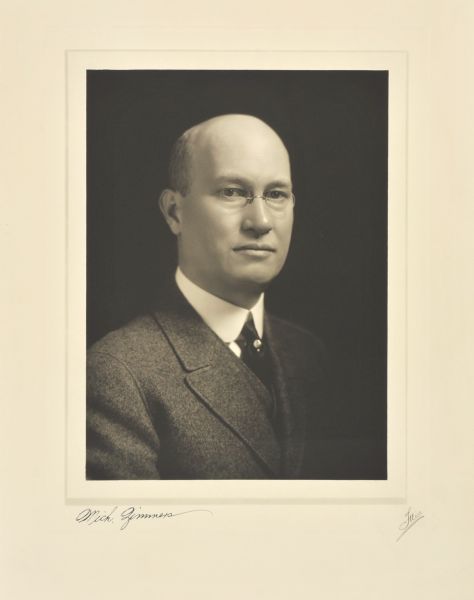 Quarter-length studio portrait of Michael Zimmons, Milwaukee manufacturer.