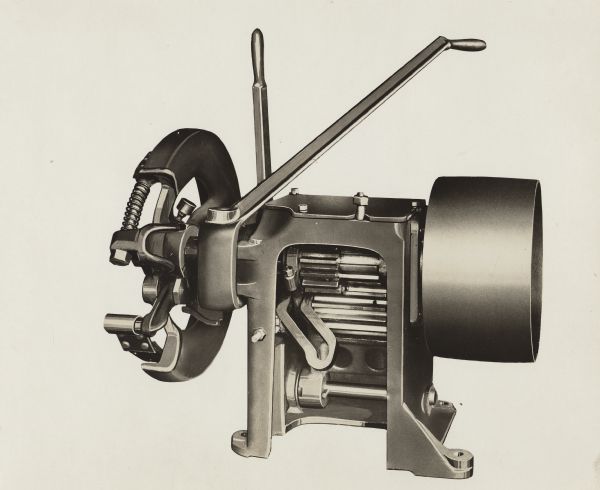 Wash drawing of a La Crosse clutch and belt pulley unit.