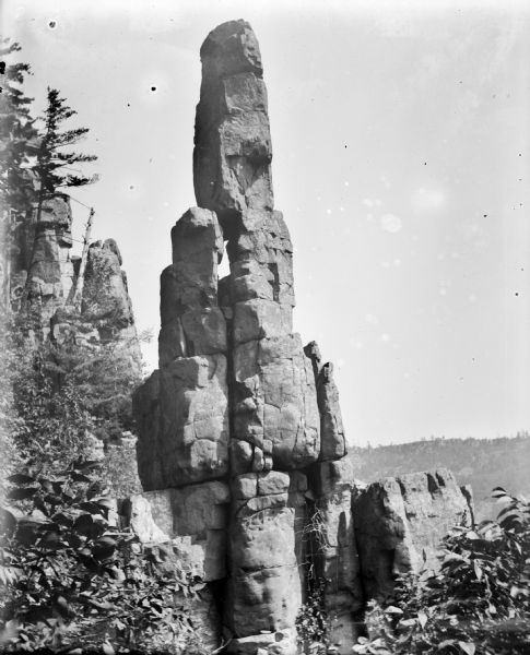 The rock formation at Devil's Lake known as Cleopatra's Needle.