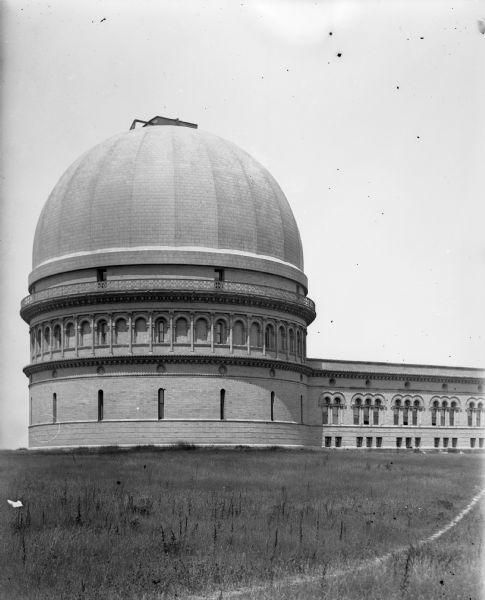 Exterior view of the large dome of Yerkes Observatory.