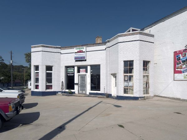 Built in 1931 by the Iowa Oil Company, Darlington's Service Station at 404 Main Street was said to give the "impression of a temple or a college chapel, and not just another oil station," by a local paper.