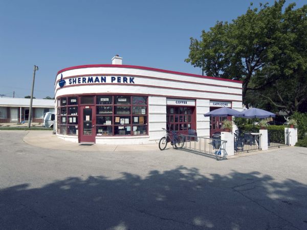 In 2001 the former Copeland Service Station reopened as a coffee shop in Milwaukee's Sherman Park neighborhood. The restored building is located at 4924 West Roosevelt Drive.