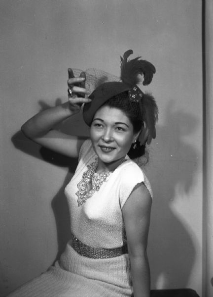Possibly Lee Wong, Norman Gauer's (brother of Harold Gauer) "exotic oriental" dancer wife. Photographed in the Brady street "Lab."