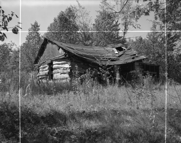 A broken down, abandoned log shack on the Stockbridge Indian Reservation.