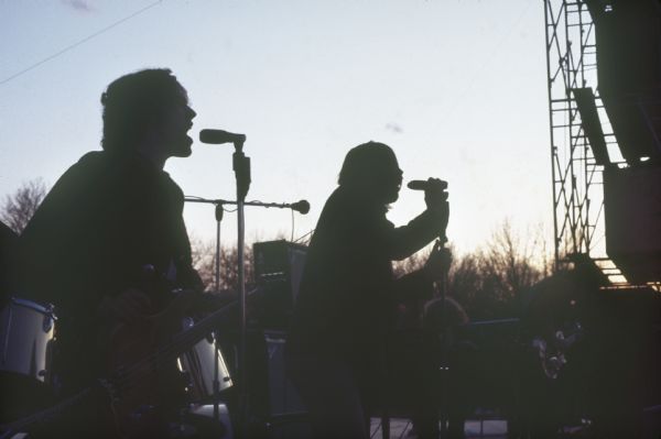 Larry Wiegand and Dave Wagner, bassist and lead singer (respectively) of Minneapolis rock band Crow, on stage at Sound Storm.