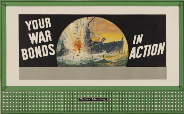 Treasury Design No. 36, "Periscope." The poster features a Japanese battle ship under attack as seen through a periscope.