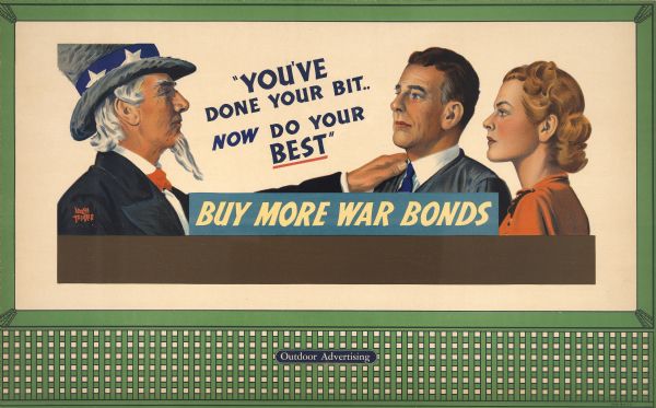 Treasury Design No. 23, "Do Your Best." The poster features Uncle Sam standing facing toward a couple with his hand reached out to rest on the man's shoulder.