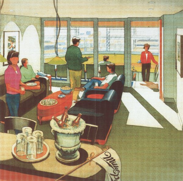 Artist's rendering of a suite interior at Miller Park Stadium.