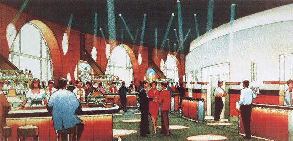 Artist's rendering of the club level concourse at Miller Park Stadium.