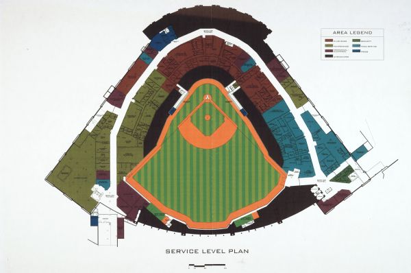 Artist's rendering of the service level plan for Miller Park Stadium.