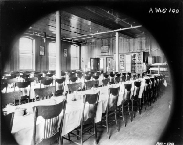 Interior view of the dining room in the McCormick Works Club House.