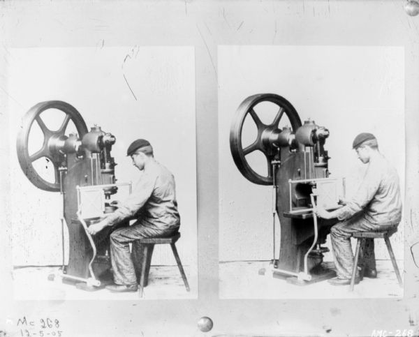 Two photographs posted side-by-side of views of a man sitting on a bench and demonstrating drill use.