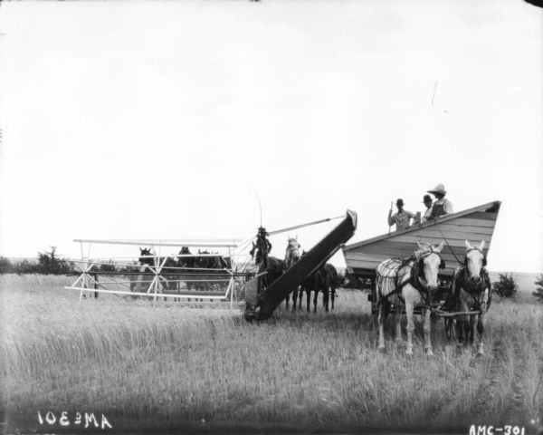 Horse-Powered Push Binder Headers | Photograph | Wisconsin Historical ...