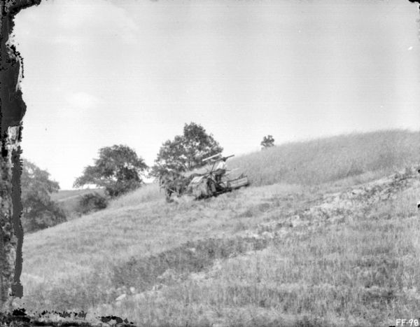 Man Using Horse-Drawn Binder | Photograph | Wisconsin Historical Society