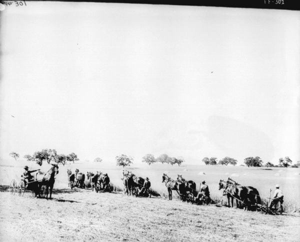 Five Men with Horse-Drawn Mowers | Photograph | Wisconsin Historical ...