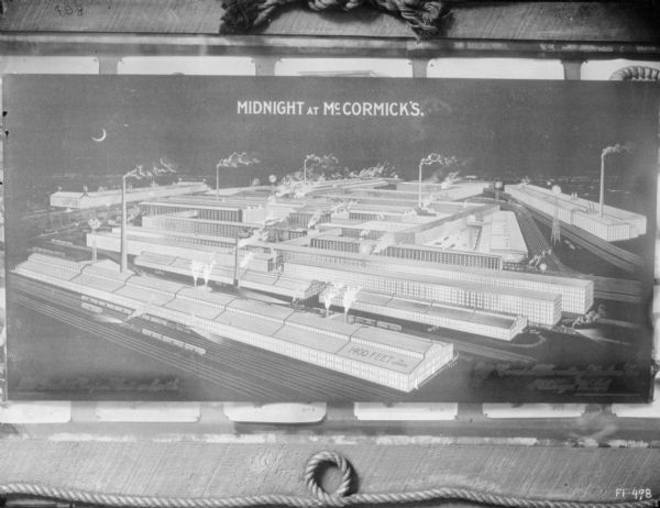 Framed print of elevated view of the McCormick factory.