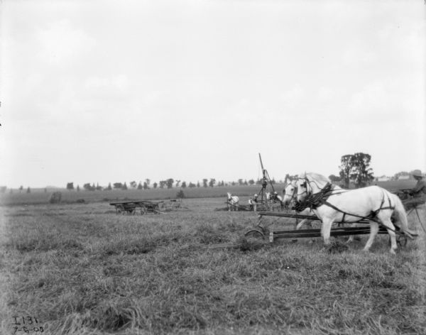 Men Using Horse-Powered Hay Stacker | Photograph | Wisconsin Historical ...