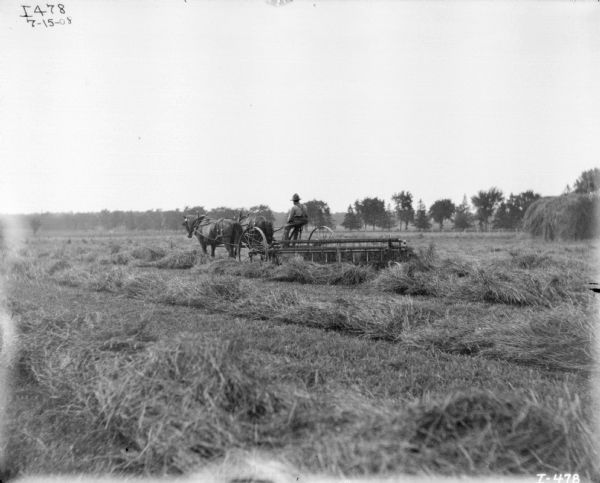 Haying Operation with Dump Rake | Photograph | Wisconsin Historical Society