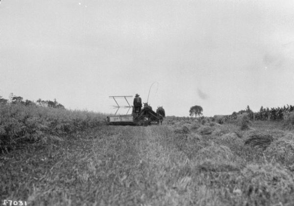 Man Using Horse-Drawn Binder | Photograph | Wisconsin Historical Society