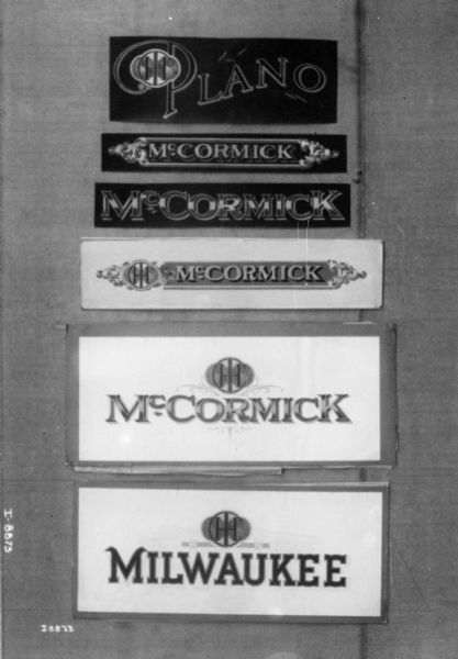 Examples of logos for Plano, McCormick, and Milwaukee.