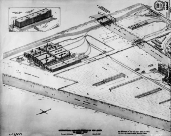 Layout drawing of plant yard, showing 1/2 of yard.