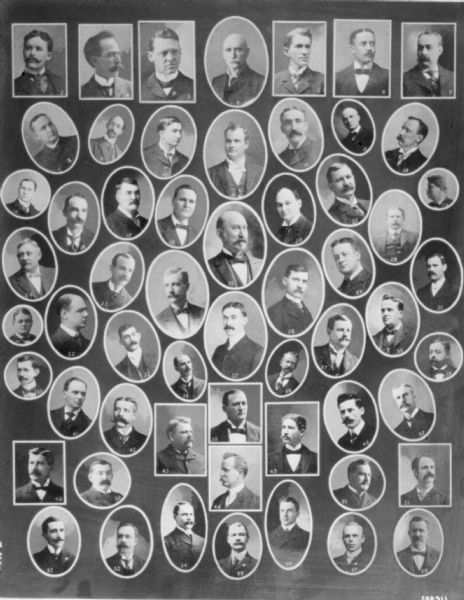 Composite of formal head and shoulders portraits of men.