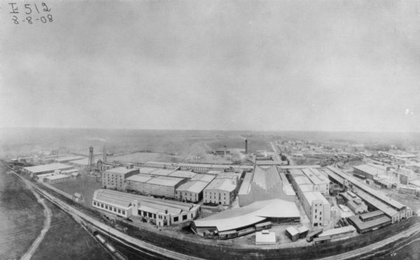 Aerial view of International Harvester plant.