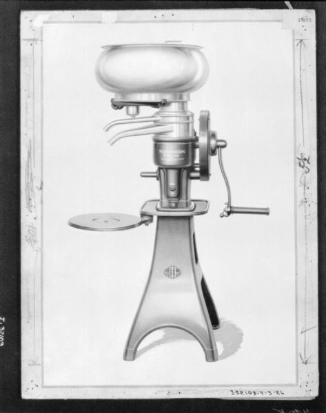 Illustration of a cream separator.