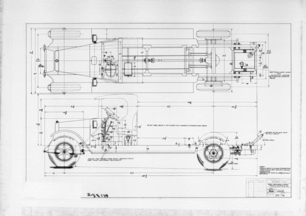 Mechanical diagrams showing assembly instructions. Includes a left side view, and an overhead view of the truck.