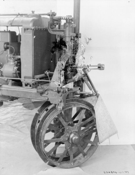 Close-up of the front of a Farmall tractor.