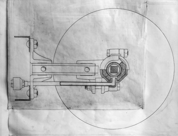 Drawing showing construction of a disk harrow.