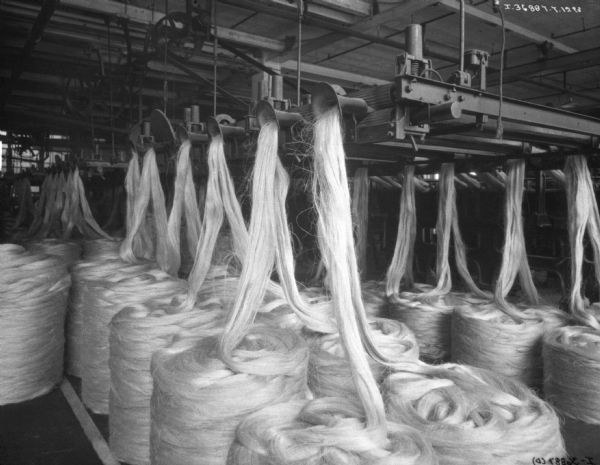 Twine manufacturing machines in a factory.