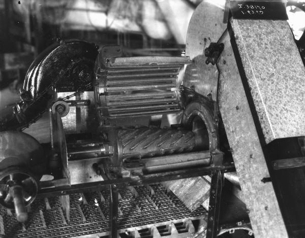 Close-up of thresher parts.