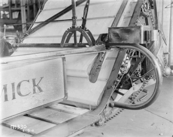 Detail of conveyor belt on a binder indoors at McCormick Works.