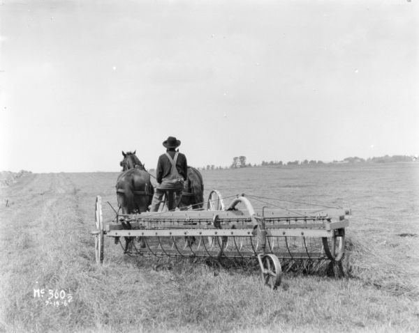 Horse-Drawn Side Rake | Photograph | Wisconsin Historical Society