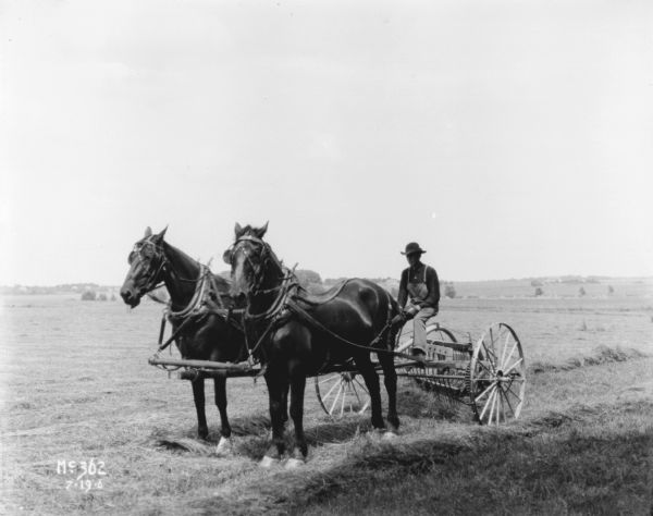 Horse-Drawn Side Rake | Photograph | Wisconsin Historical Society