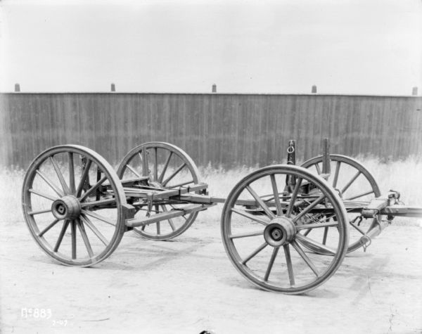 Right side view of a Bettendorf Wagon frame outdoors at McCormick Works.
