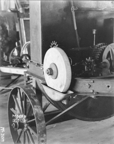 Close-up of a finishing machine used in the manufacture of drive chains.
