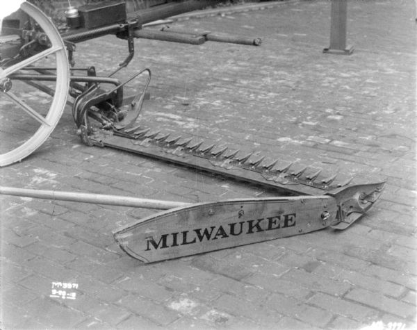 Close-up of a Milwaukee Mower in the factory yard.