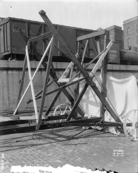 Hay Stacker at McCormick Works | Photograph | Wisconsin Historical Society