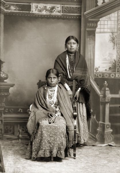 Mabel Blackhawk St. Cyr, left, and Louisa Lowcloud Thunderchief Redbird (WaQuaWaZinWinKah).
