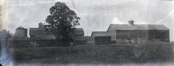 Exterior view of the Winnebago County Asylum barns and farm buildings.