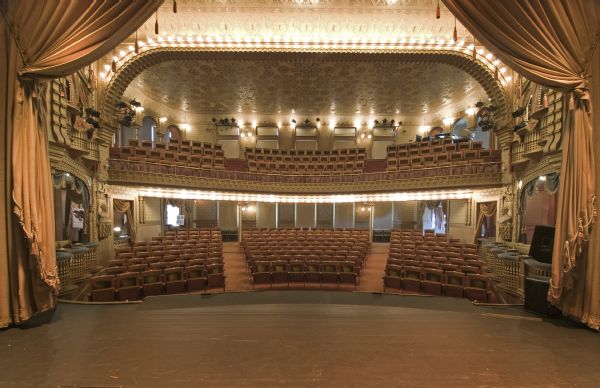 View of Mabel Tainter Memorial Theater auditorium taken from stage.
