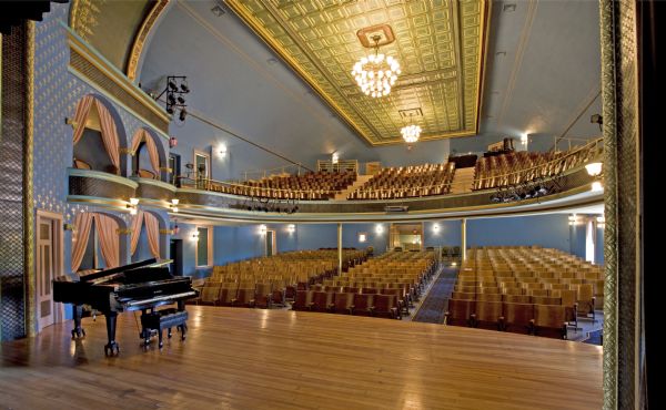 View of Stoughton Opera house auditorium from rear of stage.