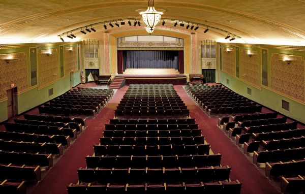 View of Temple Theatre Opera House and auditorium from back of house.