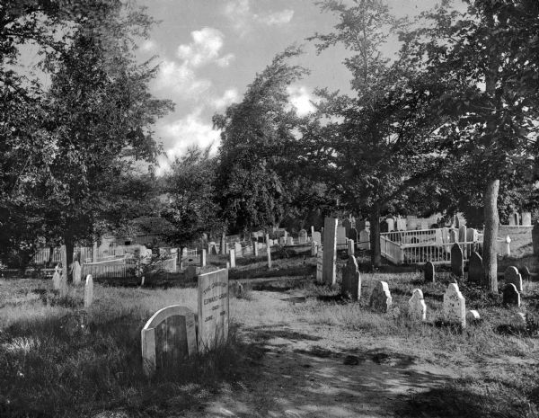A view of Old Burial Hill in Plymouth, Massachusetts.
