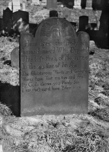 The headstone marking the grave of James Barnerd, who died in 1768.