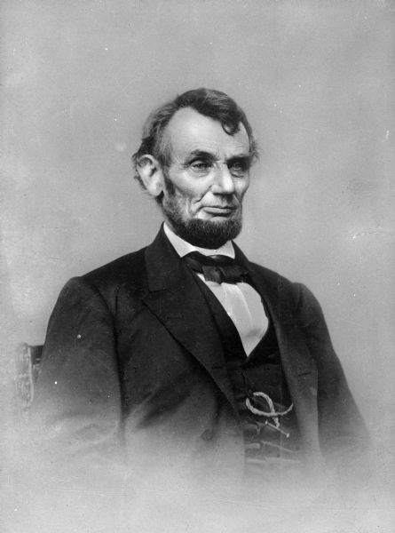 Waist-up portrait of Abraham Lincoln (2/12/1809 - 4/15/1865). 