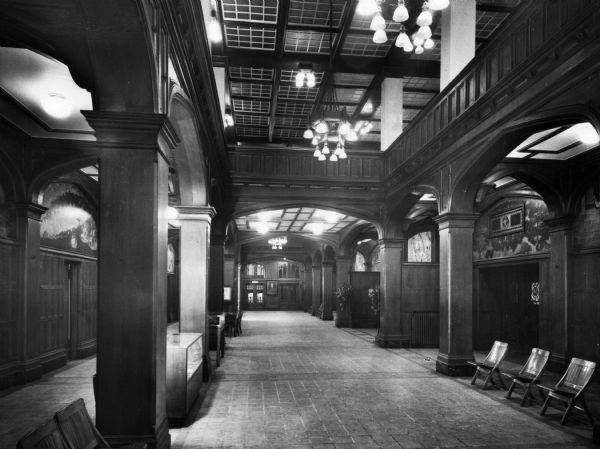 A view down a wide corridor of Washington Irving High School, designed by the architect C.B.J. Snyder (1860-1945) and built in 1913.