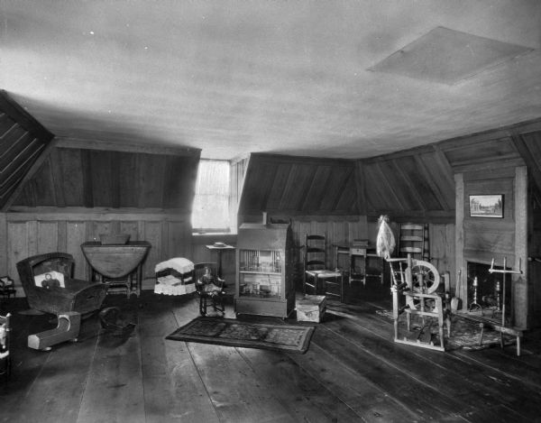 Various domestic objects are shown in a colonial nursery at the Van Cortlandt House, a mid-18th century Georgian dwelling that once served as part of a grain plantation and milling operation.